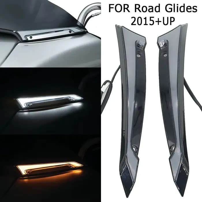 Lampes décoratives de pare-brise de traceur chromé/noir de moto, feux de jour et clignotants pour Ha