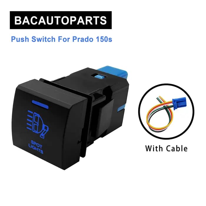 Interrupteur à bouton-poussoir Led bleu 12V et barre lumineuse Led USB 22x22mm pour Toyota Prado série 150 Camry Hiace