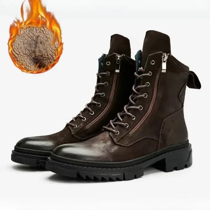 Bottes de moto rétro en cuir