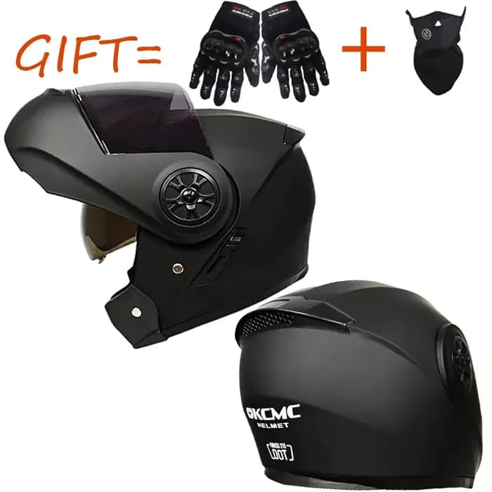 Casque de moto rabattable avec visière solaire intérieure amovible pour hommes