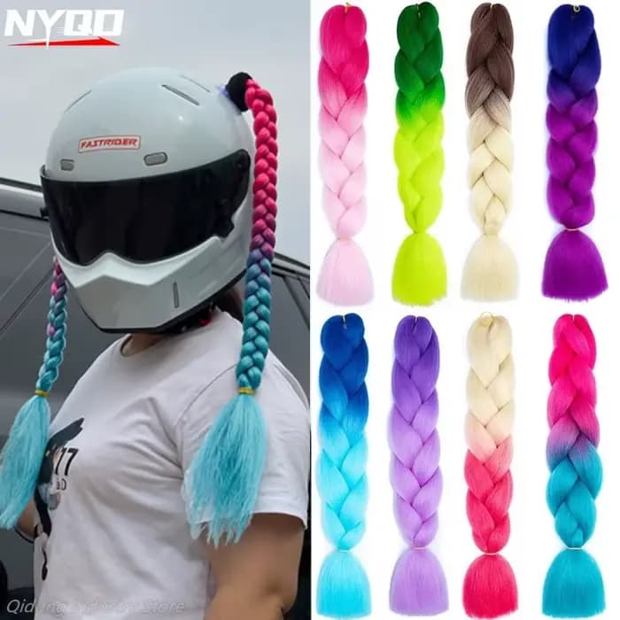 1 Paire de tresses dreadlocks pour casque de moto style punk