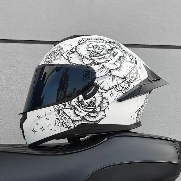 Casque de moto, casque intégral à double lentille pour hommes et femmes, voiture de sport de moto, casque intégral toutes saisons