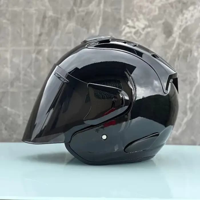 3/4 casque ouvert Ram5 noir brillant