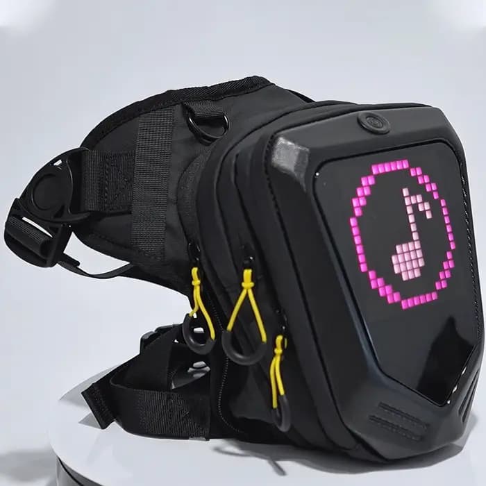 Sac latéral de jambe de vélo de moto LED bricolage application intelligente affichage sac à dos en plein air sac de