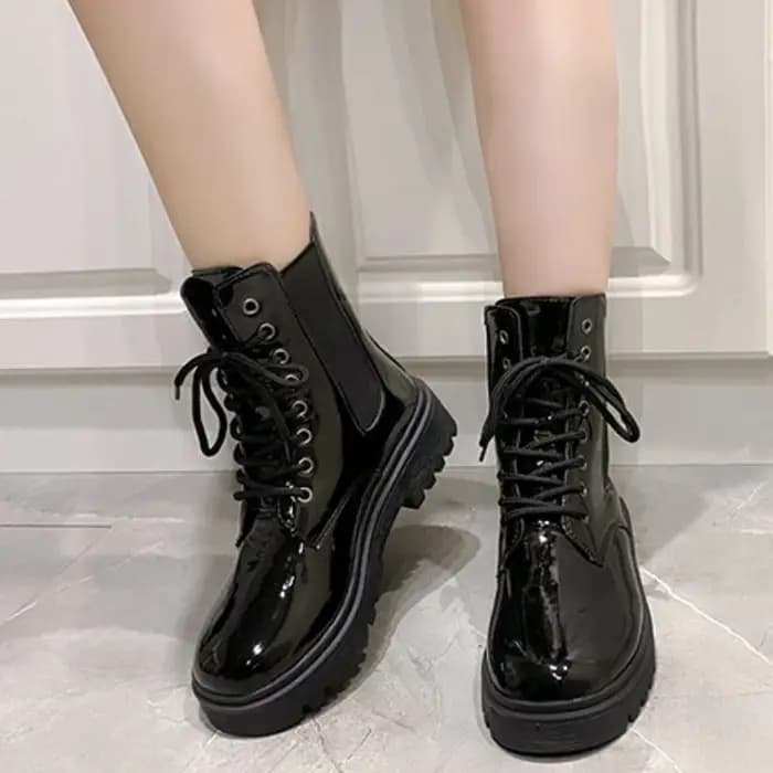 Chaussures de moto à bout rond et talon épais