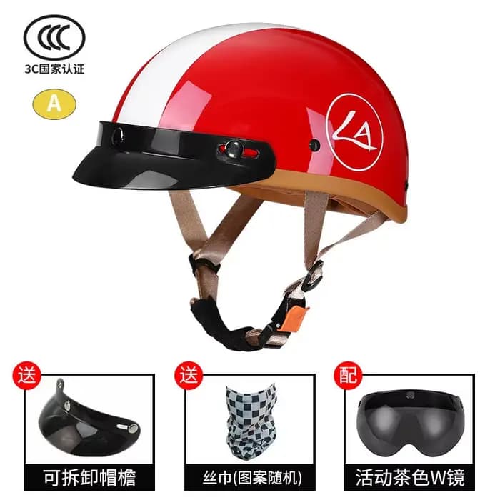 Casque de moto rétro demi-ouvert