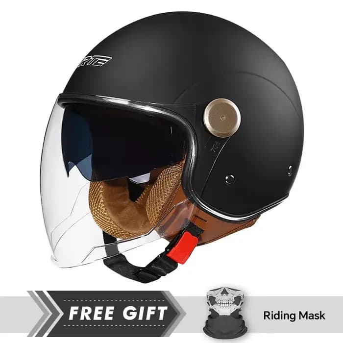 Casque Jet rétro Daul lentille DOT casques de Moto visage ouvert hommes femmes 3/4 demi-casque