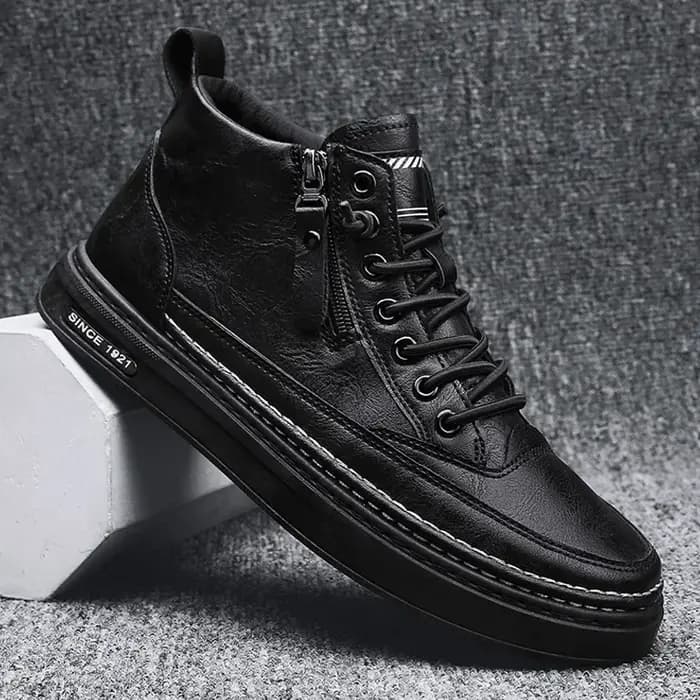 Bottes en cuir avec fermeture éclair pour homme