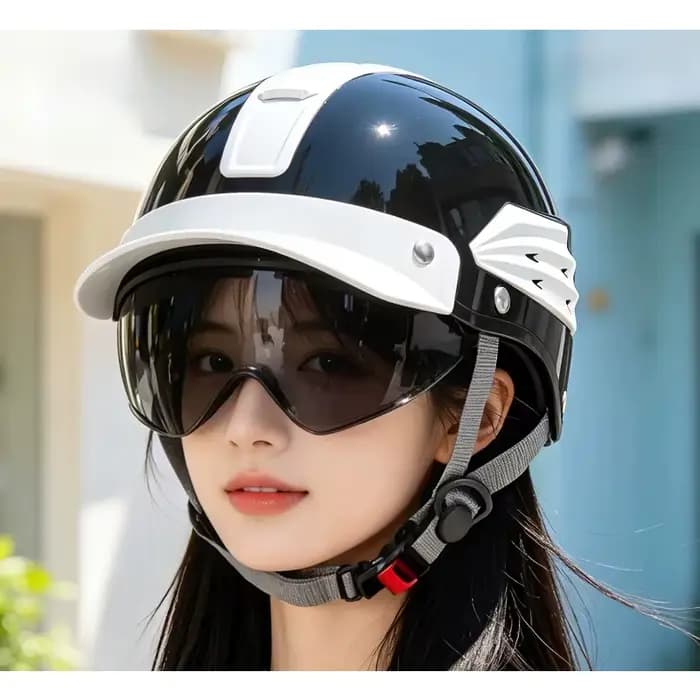 Casque de moto vintage demi-coque respirant pour l'été