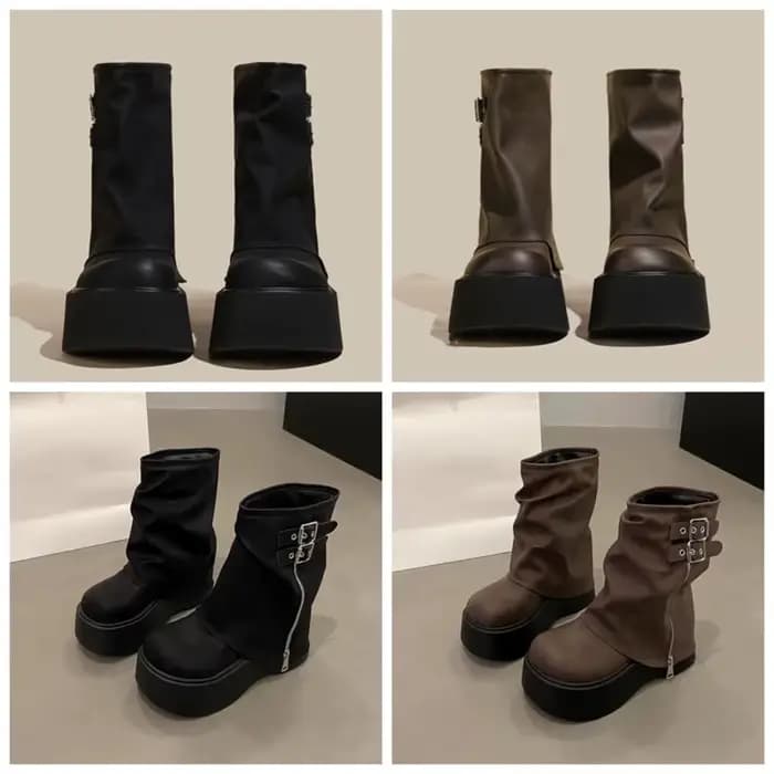 Bottines de motard à plateforme pour femmes