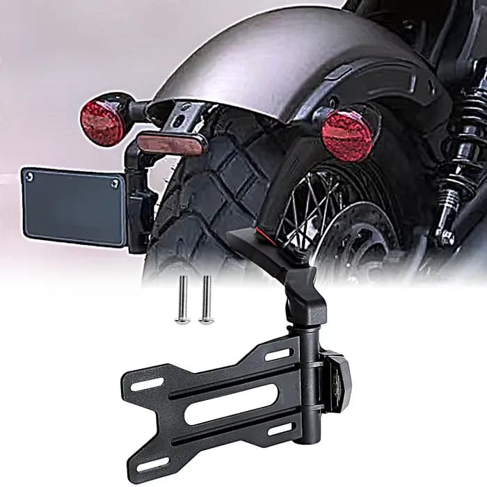 Support de plaque d'immatriculation réglable noir pour moto