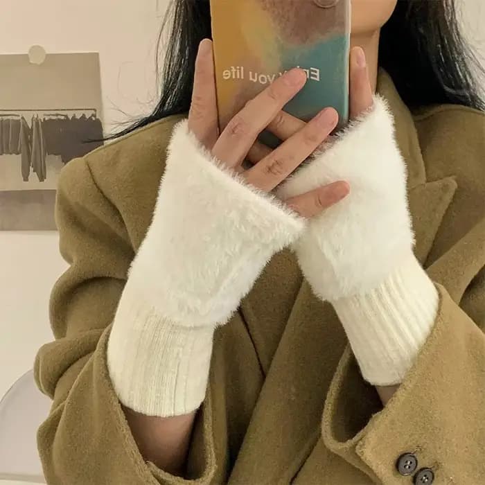 1 pièce-gants demi-doigt chauds et résistants au froid pour femmes en automne et en hiver, polyvalen