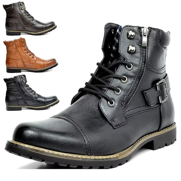 Bottines de moto en cuir pour hommes