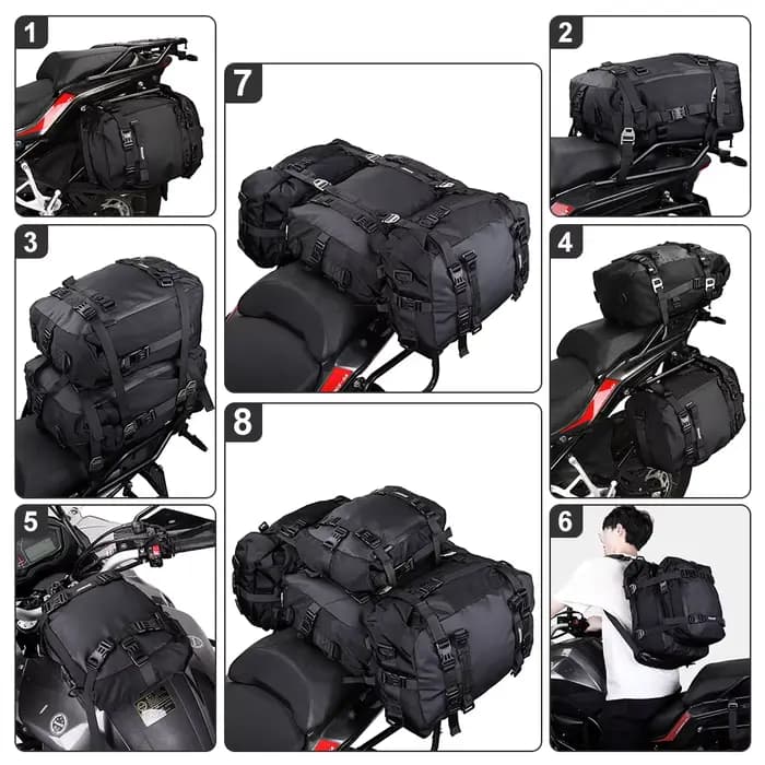 Rhinowalk sac de siège arrière de moto 10/20/30L étanche multifonctionnel selle côté sac à bagages s