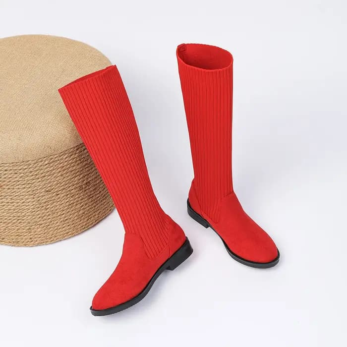 Bottes pour femmes 2025, nouvelles bottes plates confortables et décontractées à rayures