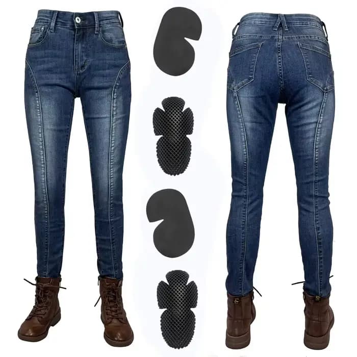 Pantalon de moto pour femmes, bleu, équipement de motocross, pantalon de moto avec protections pour