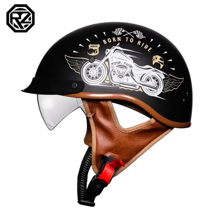Casque de Moto Rétro avec Lentilles pour Adulte