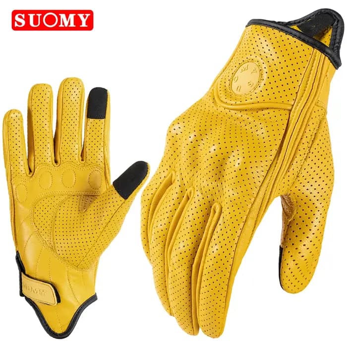 Gants de course de moto en cuir perforé pour hommes et femmes