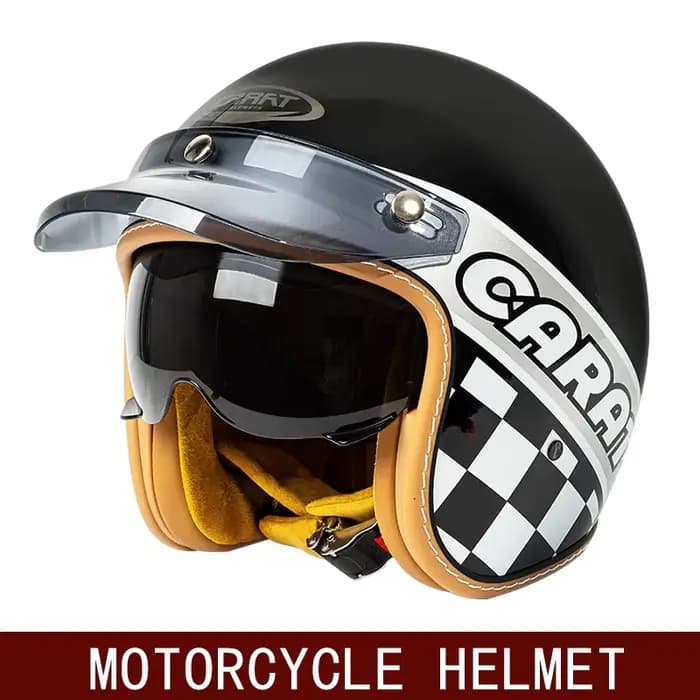 Nouveau demi-casque rétro casque de moto hiver trois-quarts hommes croisière américain