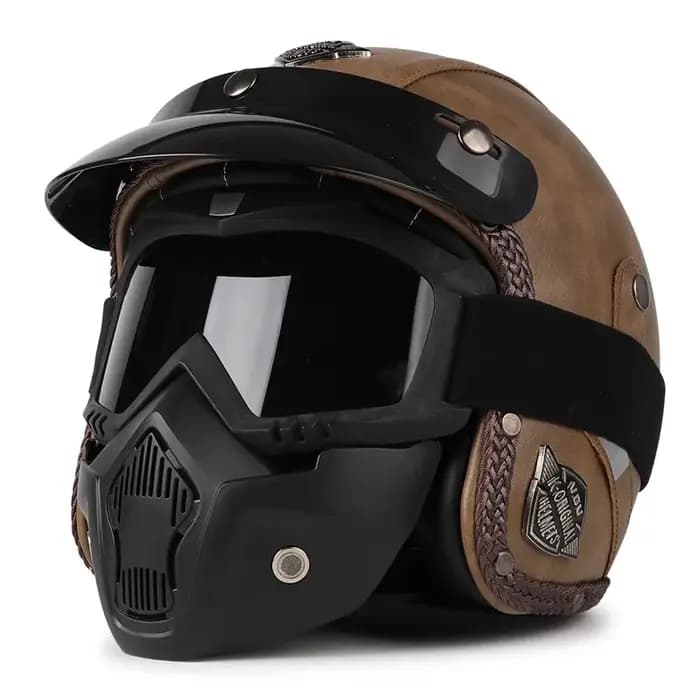Casque de moto vintage VGV amovible Masque Cruiser 3/4