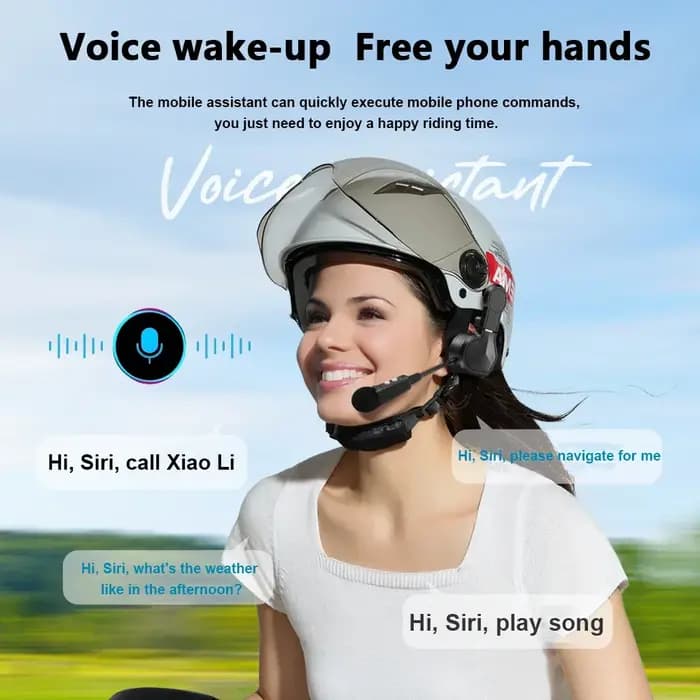 Casque Bluetooth pour moto, casque stéréo sans fil pour casque de moto, lecteur de musique, écouteurs mains libres avec support à clip