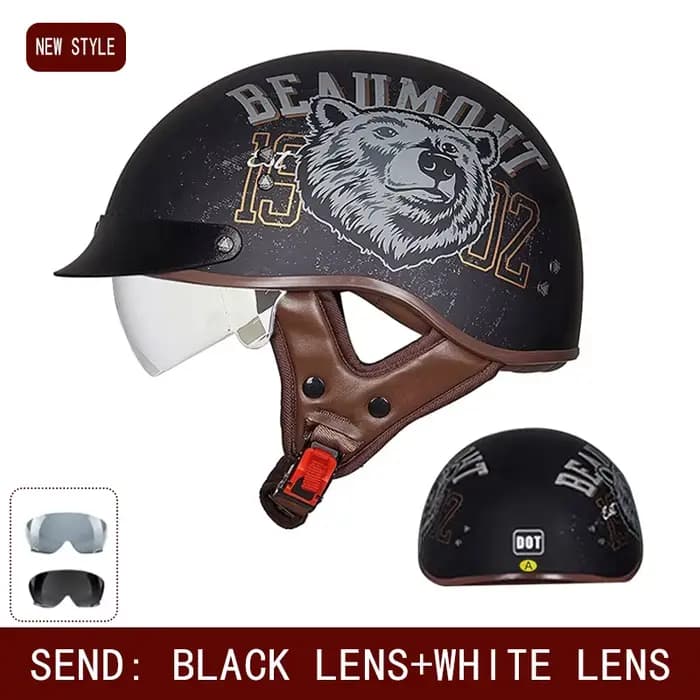 Nouveau casque de moto électrique Standard quatre saisons demi-casque rétro universel