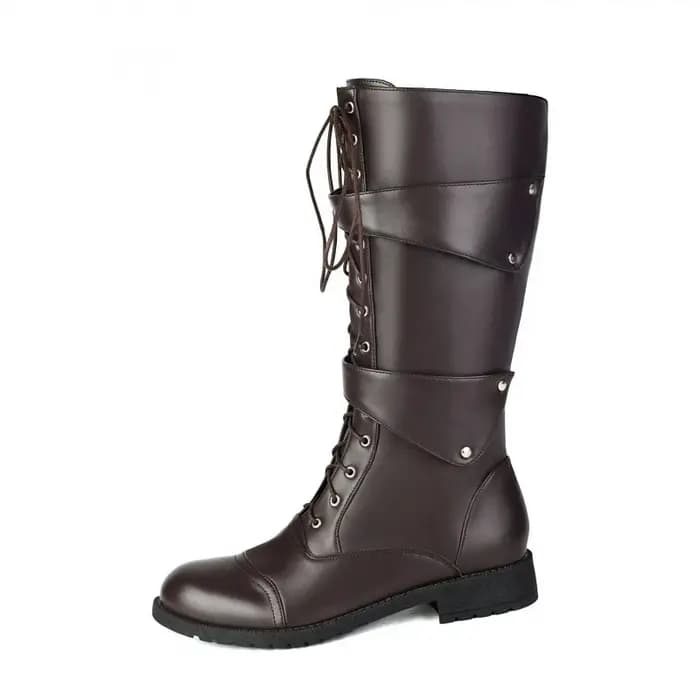 Bottes pour hommes, bottes mi-mollet à lacets