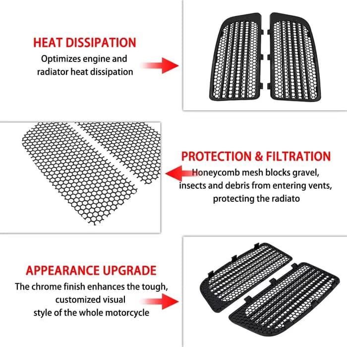Accessoires de moto, grille de radiateur