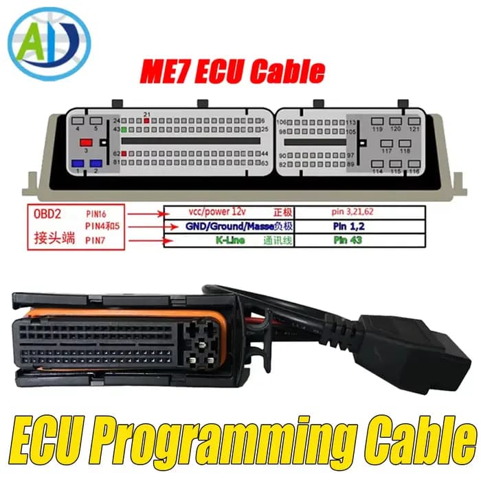 Câble de programmation ECU pour Bosch ME7 EDC15 EDC15P EDC15V EDC15VM + moteur pour VW/Audi/Skoda