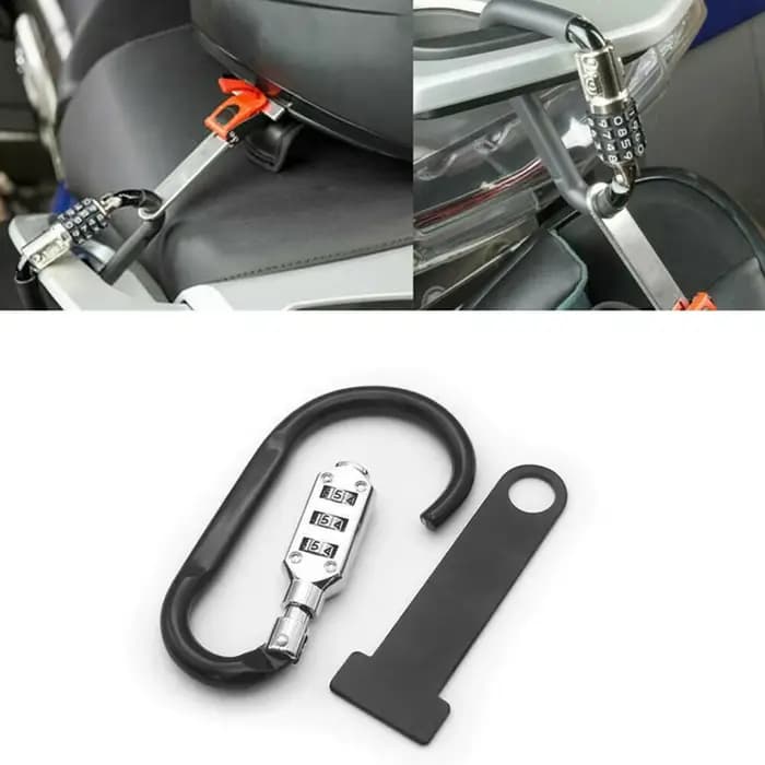 Serrure de casque de moto antivol, fixation de verrouillage de casque à visage ouvert + barre en T p