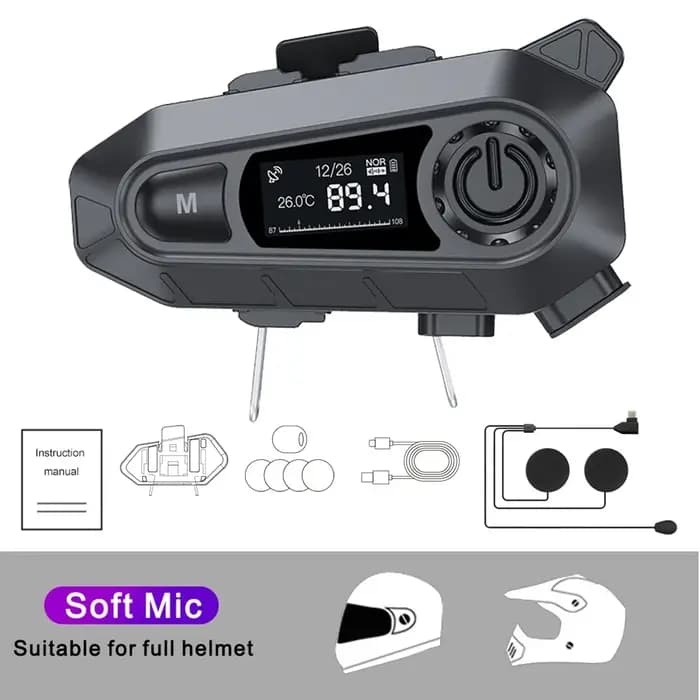 Casque de Moto casque sans fil appel mains libres étanche BT 5.3 casque de Moto avec Radio FM grand écran LED pour cavalier
