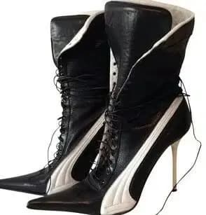 Bottes de moto en cuir noir et rouge sexy pour femmes