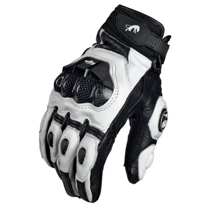 Gants de moto noirs de course en cuir véritable