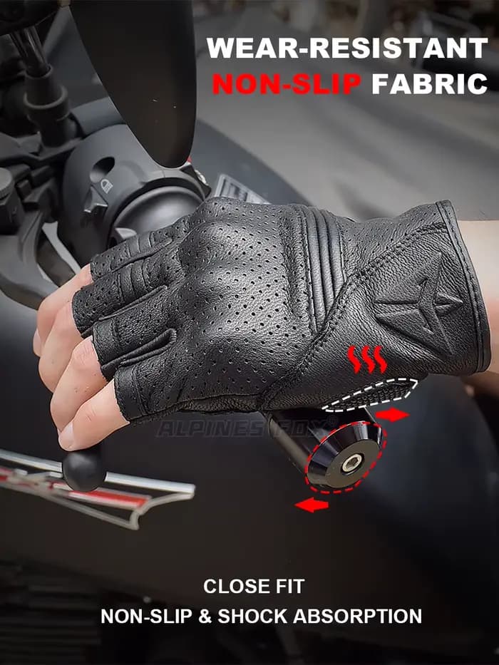 Gants de Moto d'été en cuir sans doigts