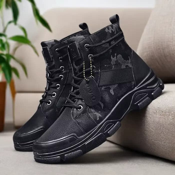 Bottes de combat mi-hautes à lacets pour hommes