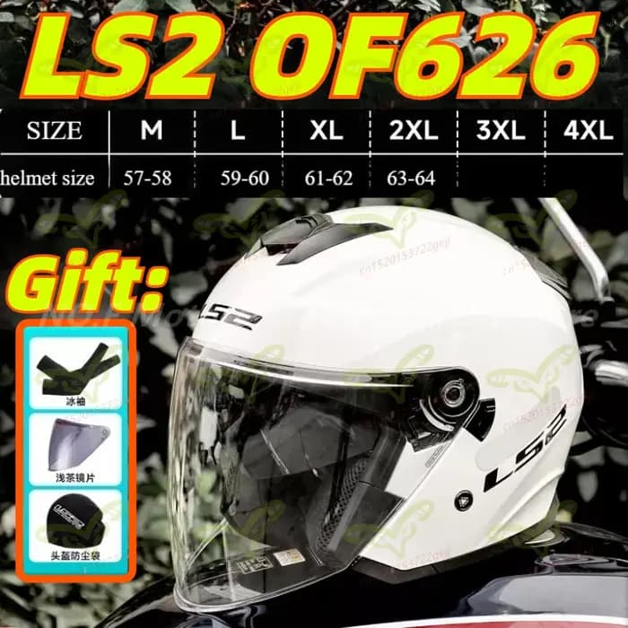 Casque moto demi-coque LS2 OF626 à double visière, toutes saisons, pour vélo électrique, course tout-terrain, casque de vélo électrique