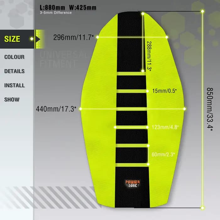 Powerzone – housse de siège de moto jaune Fluorescent, douce, imperméable, antidérapante, nervurée,