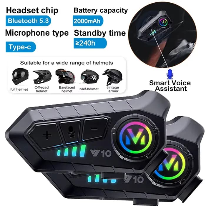 Casque de moto sans fil Bluetooth 5.3