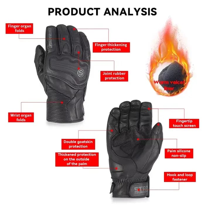 SFK gants de moto imperméables en cuir véritable équipement de Protection résistant au froid hommes thermique hiver chaud coupe-vent articles de Ski d'escalade
