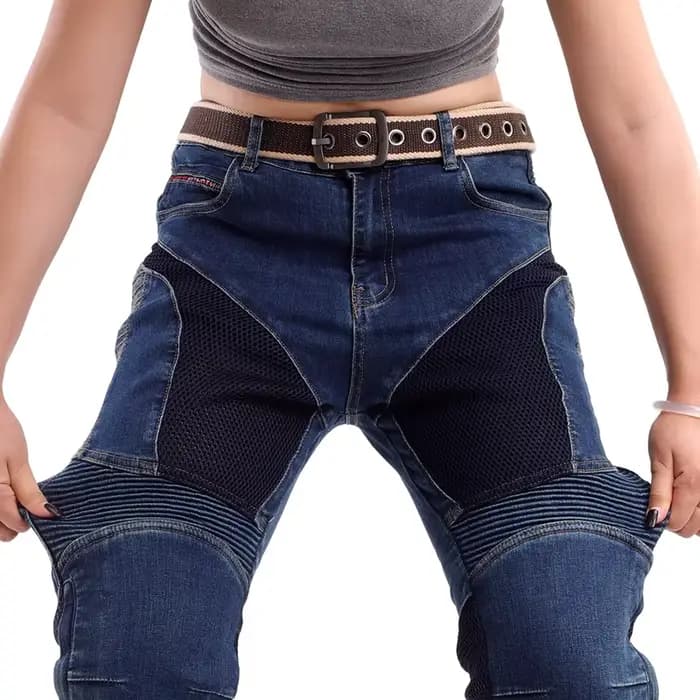 Pantalon de moto d'été pour femme en jean Kevlar