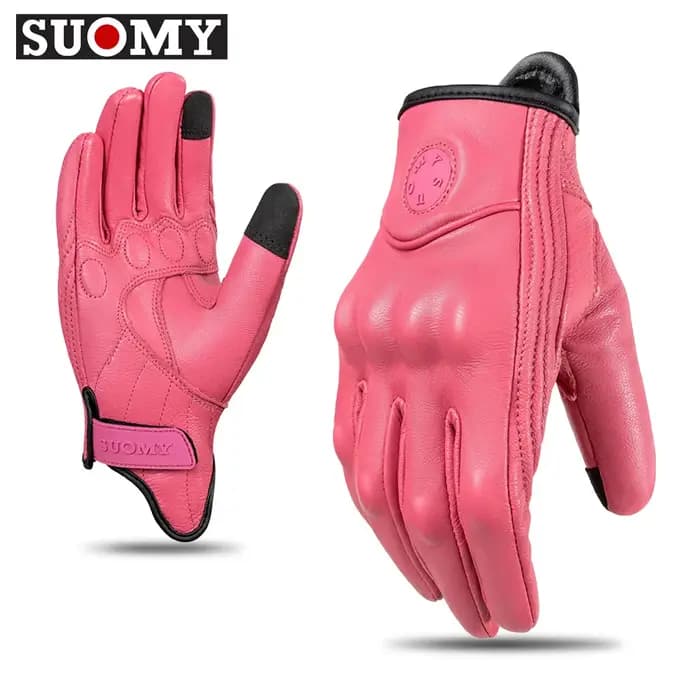 Gants en cuir véritable femme pour moto rétro Anti-chute