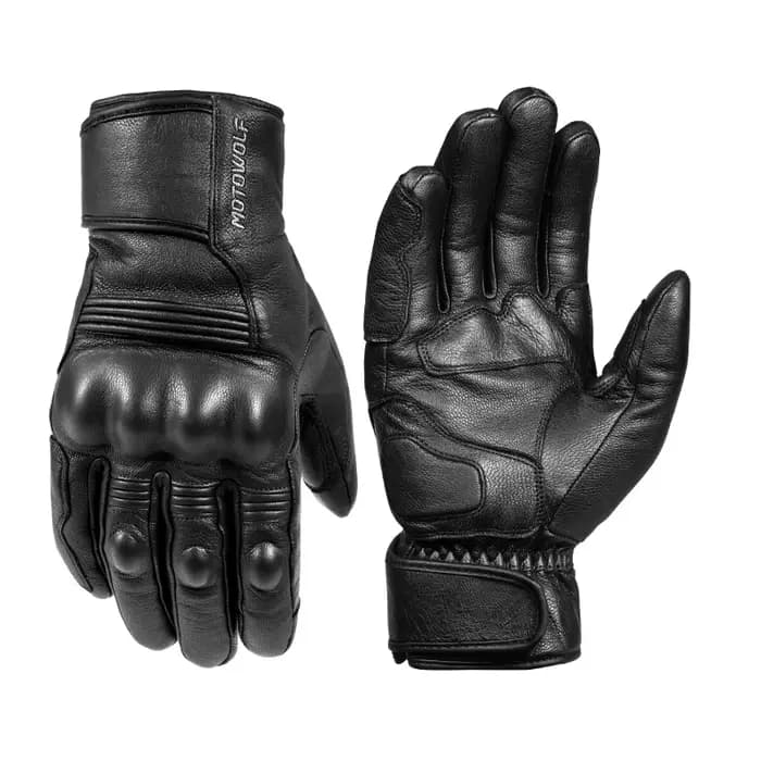 Gants de moto en cuir imperméables pour hommes, thermiques et chauds, pour écran tactile intérieur,