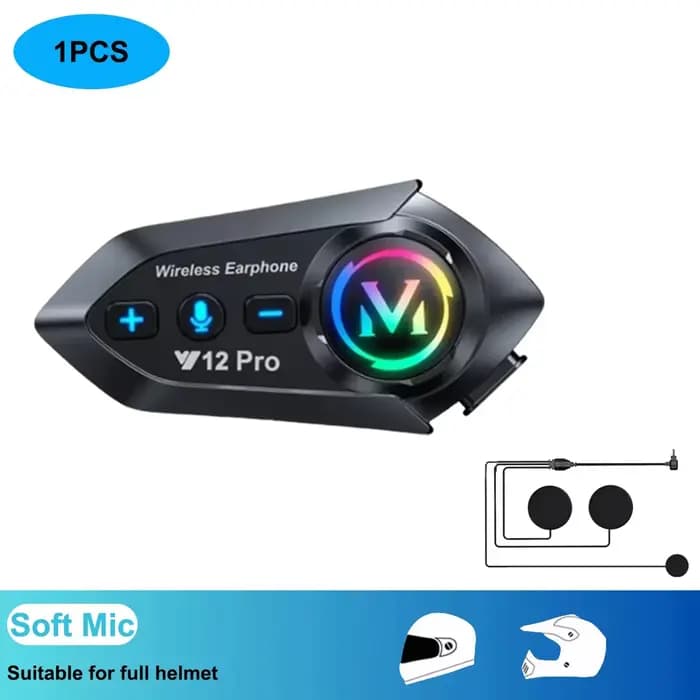 Casque de moto Y20 Pro avec interphone Bluetooth 500M, radio FM, appels mains libres, étanche, parta