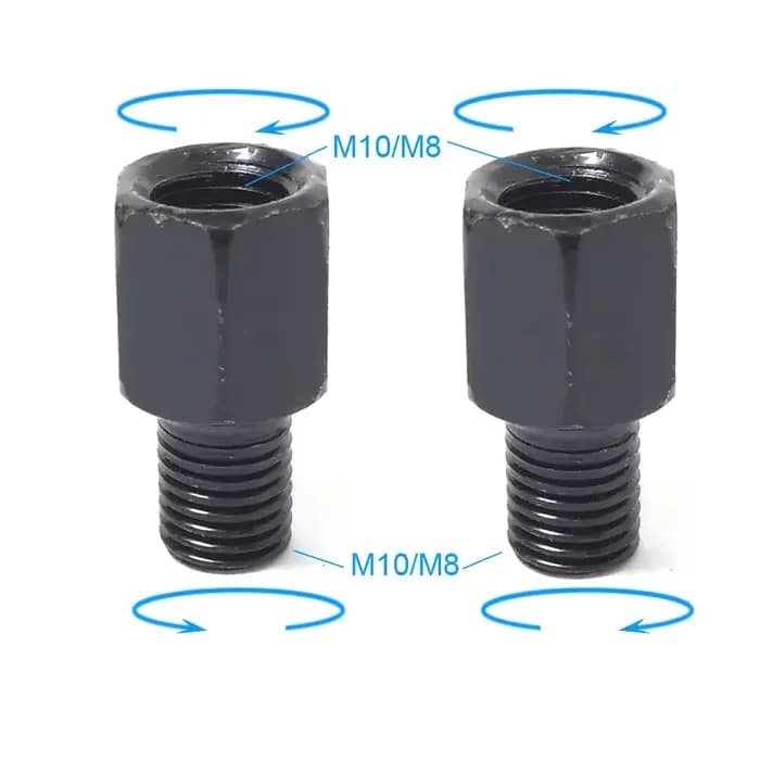 Paire d'adaptateurs de rétroviseurs de moto noirs M10 10MM M8 8MM, boulon de Conversion dans le sens