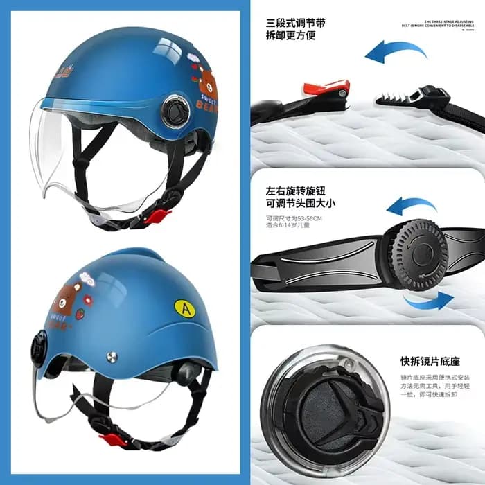 Casque de moto enfant 6-14 ans unisexe sécurité