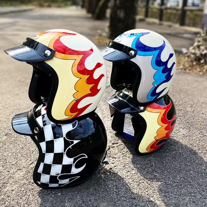 Casque de moto rétro trois-quarts à visage ouvert 3/4 pour hommes et femmes