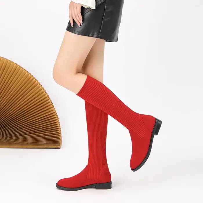 Bottes pour femmes 2025, nouvelles bottes plates confortables et décontractées à rayures