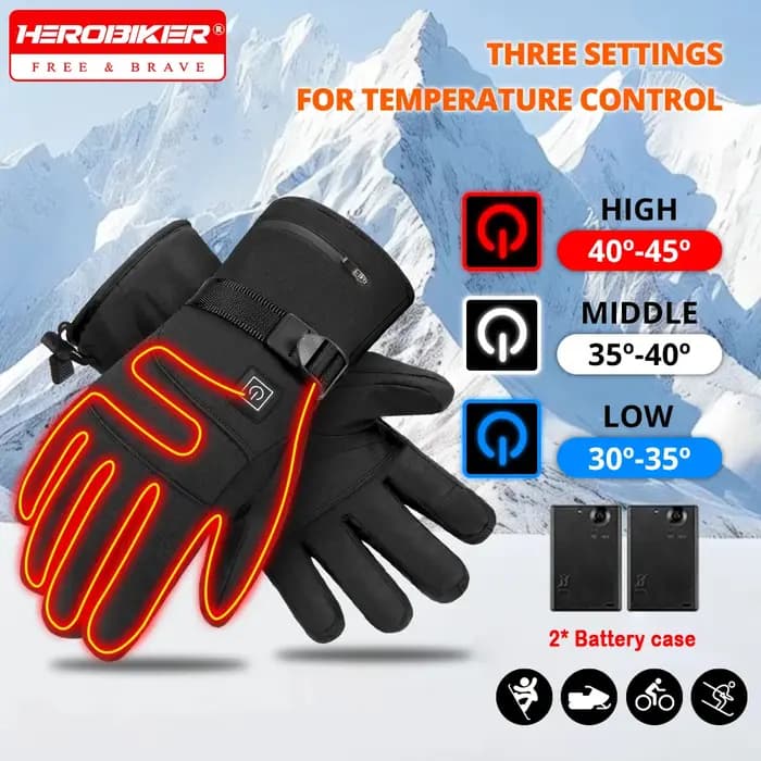 Gants chauffants d'hiver pour hommes et femmes, gants thermiques chauffants pour moto, coupe-vent, gants chauds pour les mains, chauds et imperméables