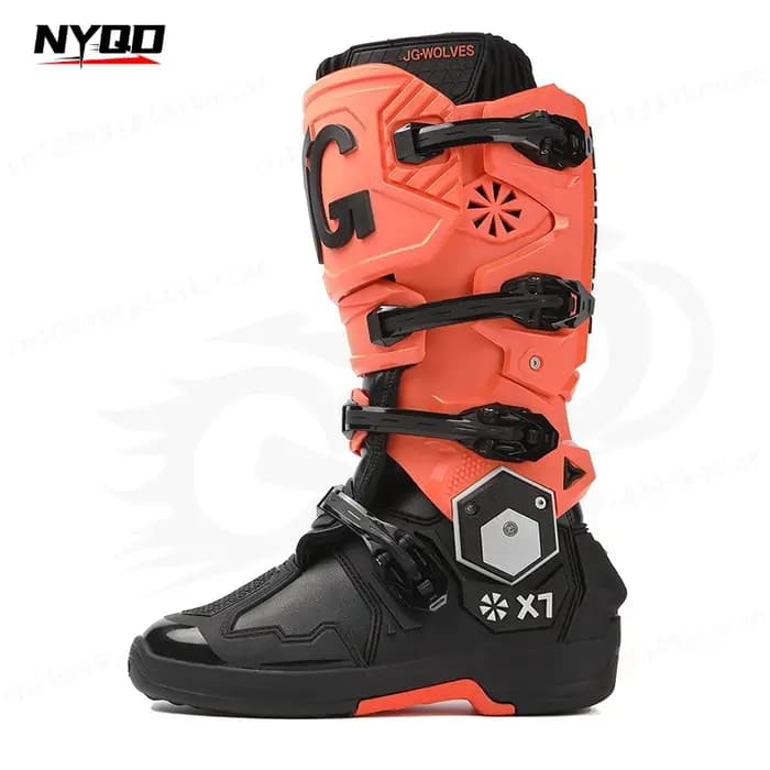 JG WOLVES X7 – bottes de moto à charnière biaxiale améliorées pour hommes, antidérapantes, résistantes aux chocs, chaussures de motocross tout-terrain, botas moto