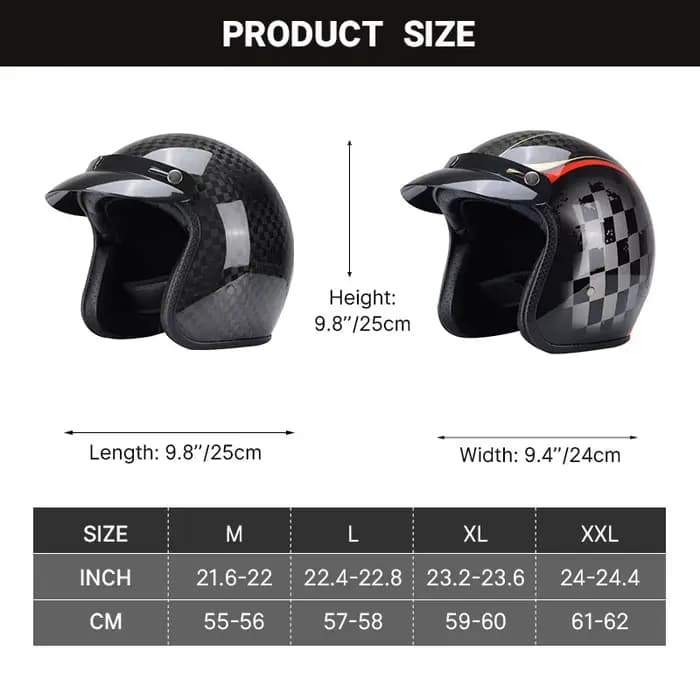 Casque universel trois-quarts en fibre de carbone